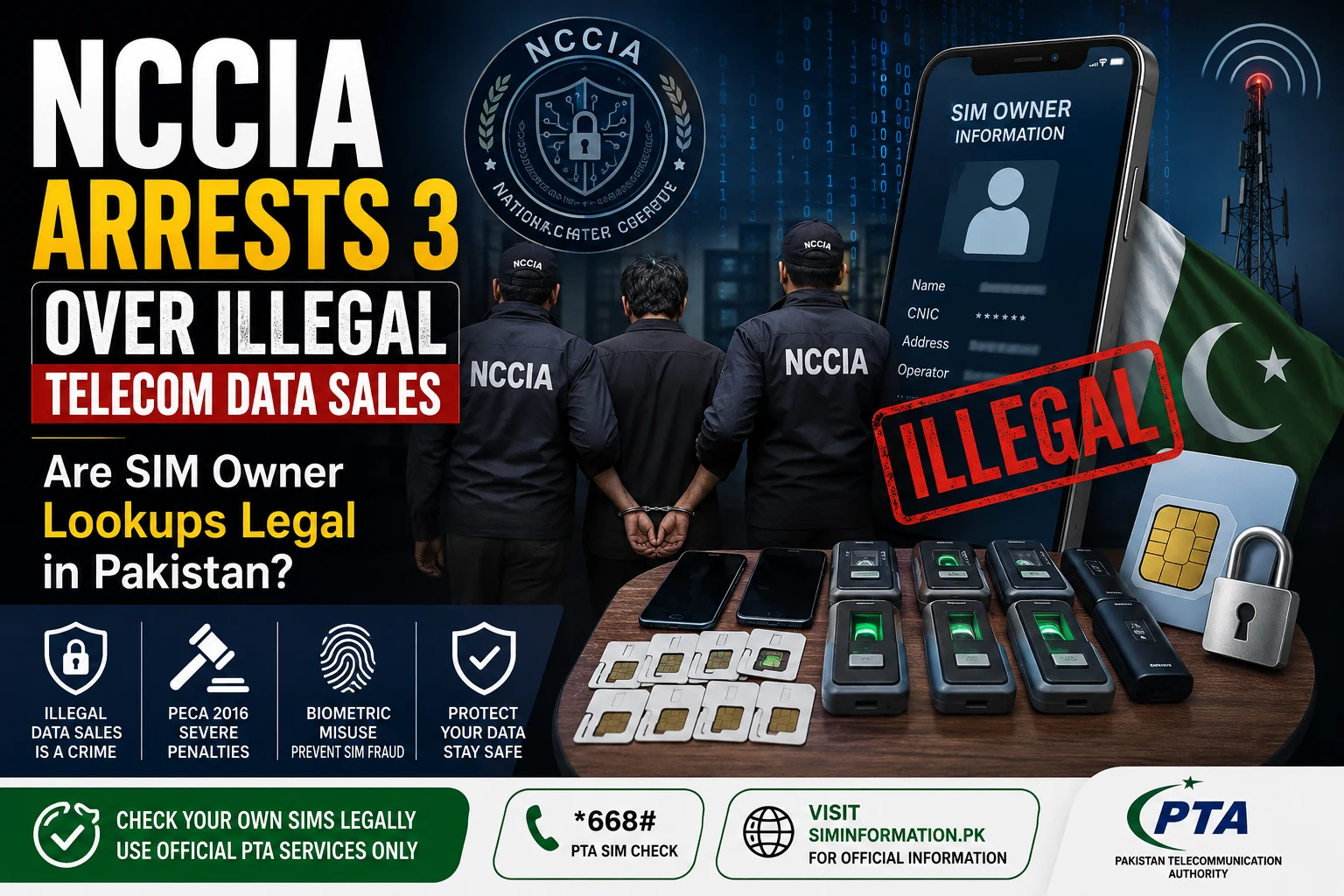 NCCIA arrests three over illegal telecom data sales in Pakistan