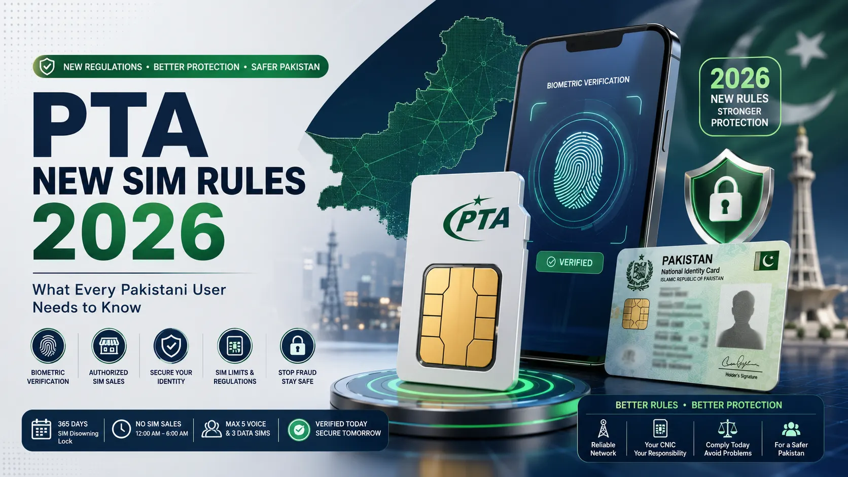 PTA new SIM rules 2026 in Pakistan with biometric verification and SIM security